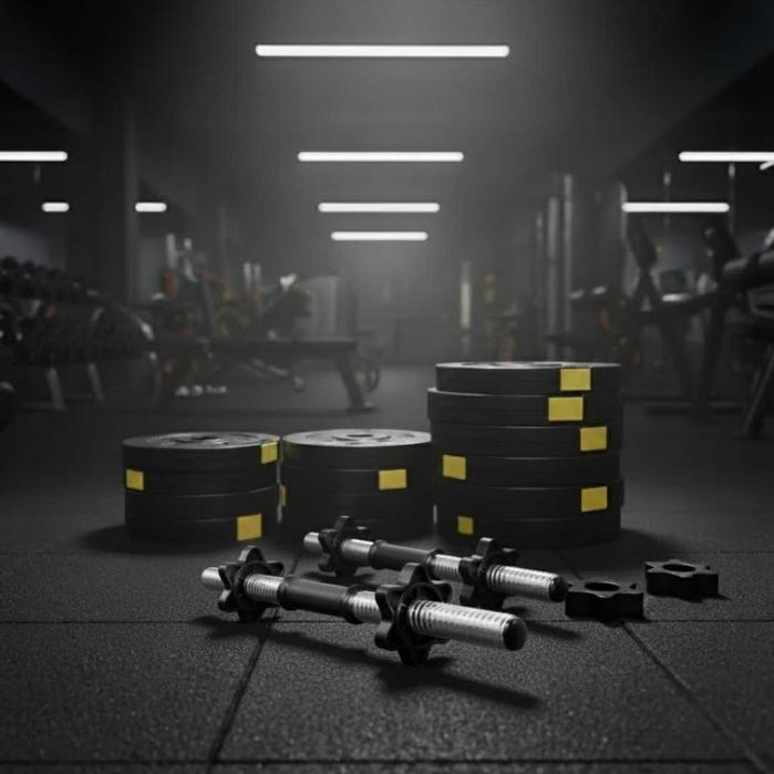 Диски Besport PowerPro 29кг + 2 грифа (30мм). Набір гантелей для дому