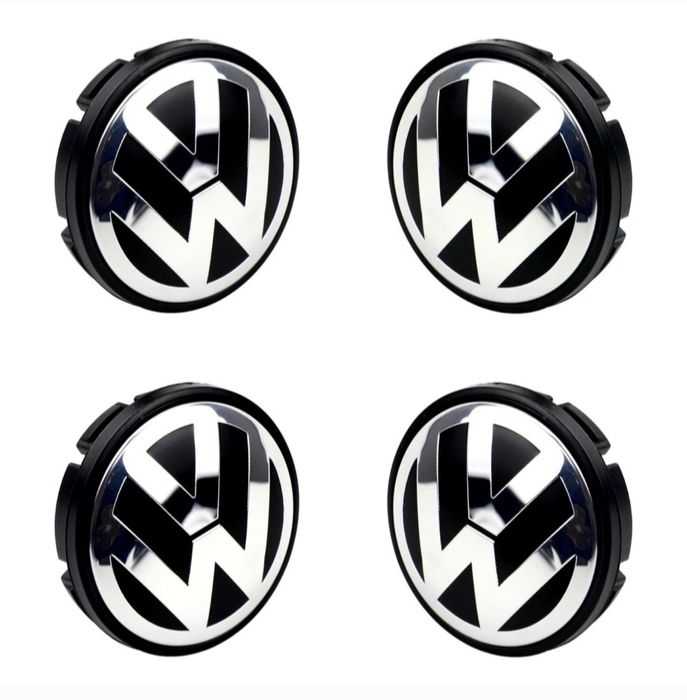 NOWE Dekielki 56mm VW VOLKSWAGEN komplet 4szt. dekle zaślepki kapsle srebrne