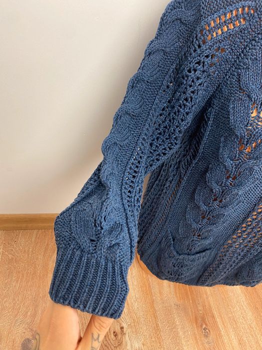 Sweter prześwitujący siateczka M/L narzutka z dziurkami sweter