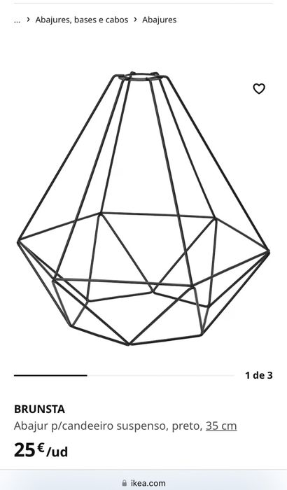 BRUNSTA Abajur p/candeeiro suspenso, preto, 35 cm IKEA