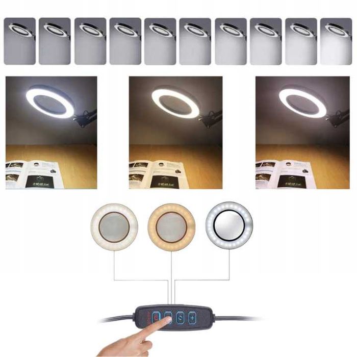 Lampa LED Kosmetyczna Lupa Szkło Powiększające Do Salonu Kreślarska