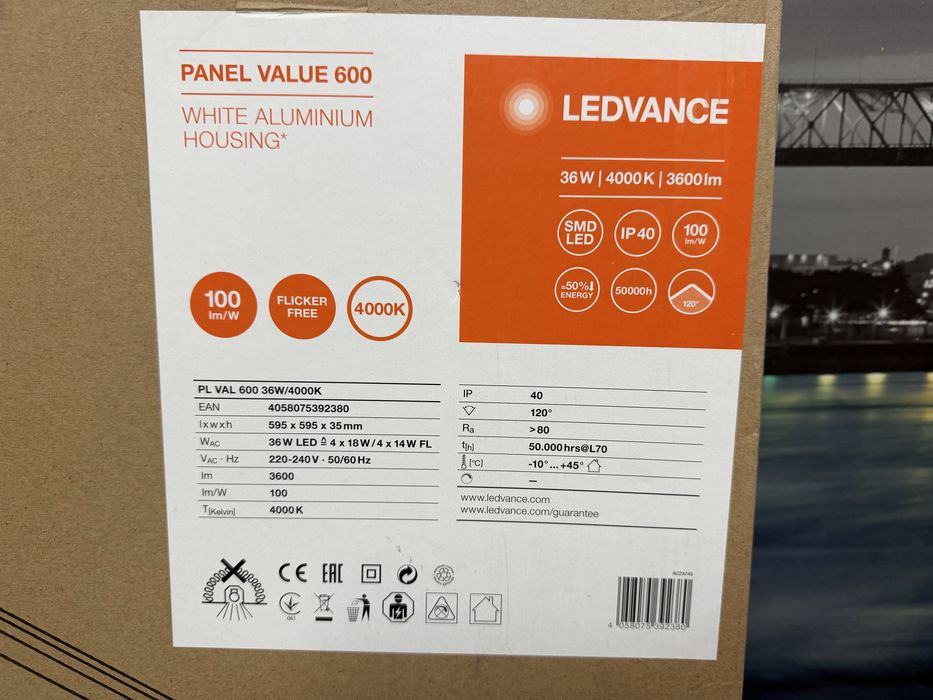 Panel LED LEDVANCE Panel Value 600 36W 4000K 3600 lm 60x60 Nowe ! 2 sztuki !