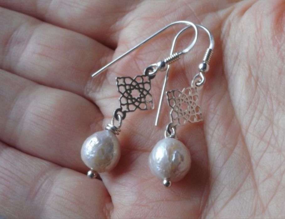 Kolczyki perły srebrne