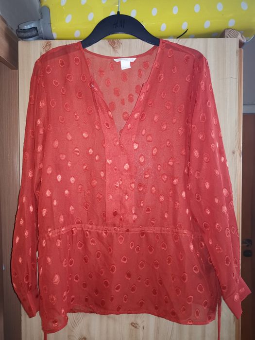 Ruda pomarańczowa bluzka h&m L długa tunika koszula