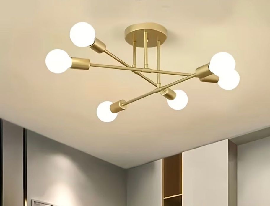 Złota lampa sufitowa do salonu jadalni sypialni