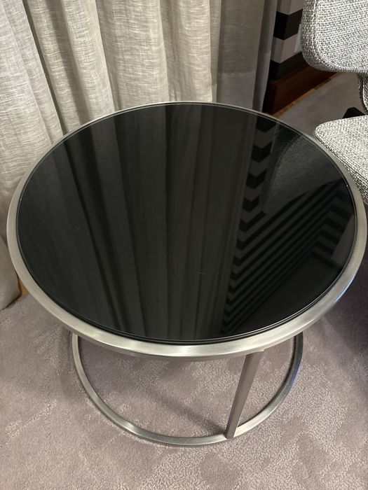 Mesa de centro Ile da Living Divani - preto com aço inox