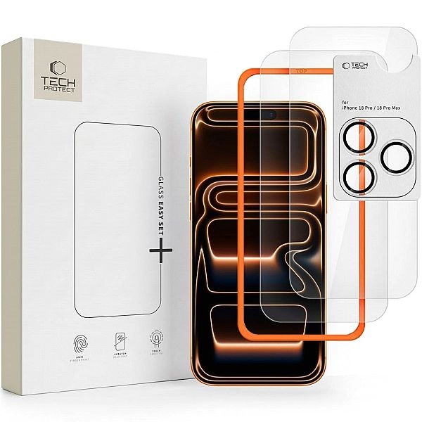 Szkło Hartowane Tech-Protect Easy Set+ 3-Pack Iphone 18 Pro Clear