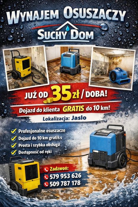 WYNAJEM pochlaniaczy wilgoci/osuszanie budynków,ozonator #Faktura VAT