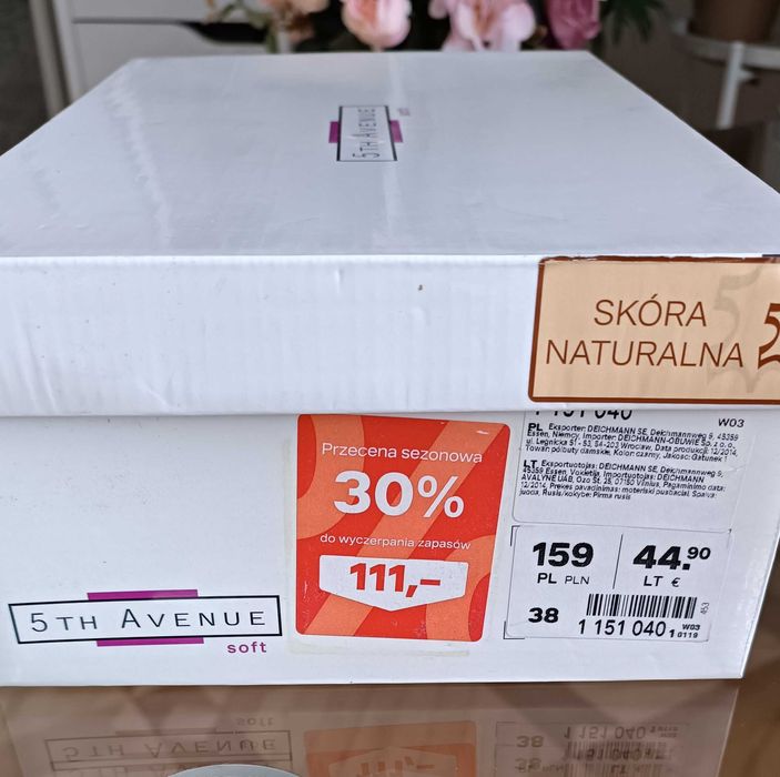 Buty skórzane czółenka 5th Avenue Deichmann