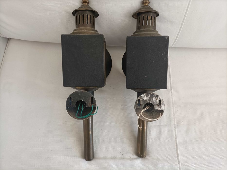 Vintage Par de Lanternas Parede Candeeiros Electrificadas