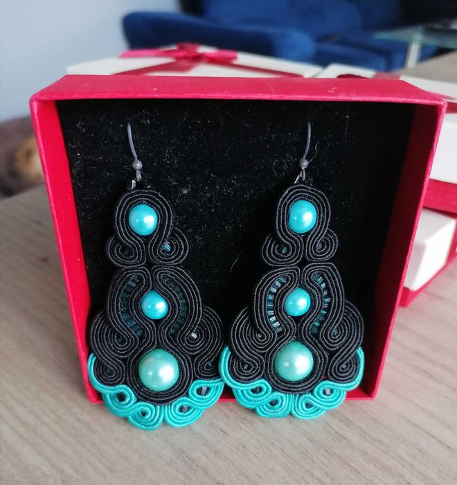 Kolczyki sutasz soutache ślub wesele