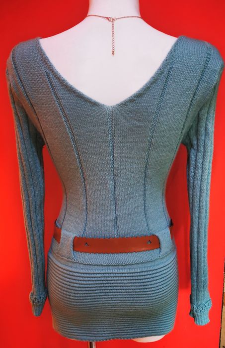Sweterek sweter dekold tunika pasek
