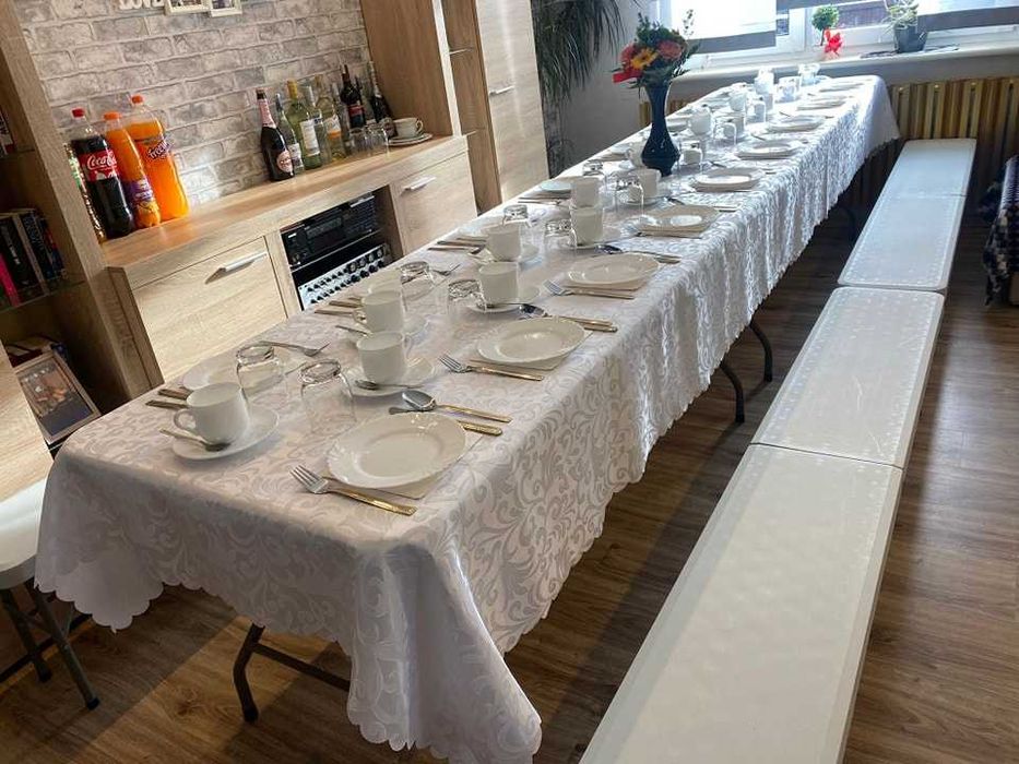 Wynajem stołów krzeseł namiotów zastawy na imprezę, biesiada, komunia