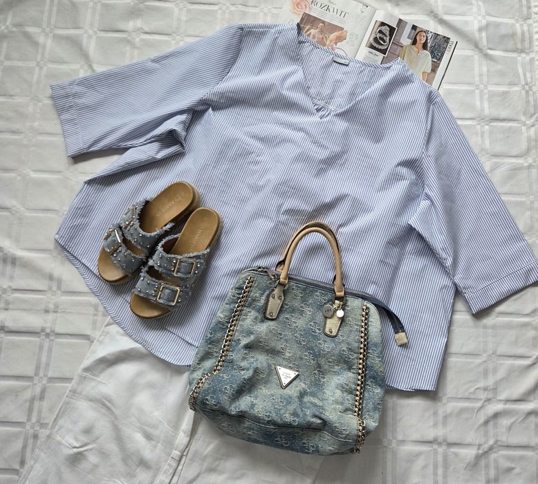 Viralowa bkuzka damska w paski marki Laura Torelli oversize rozmiar 56/58