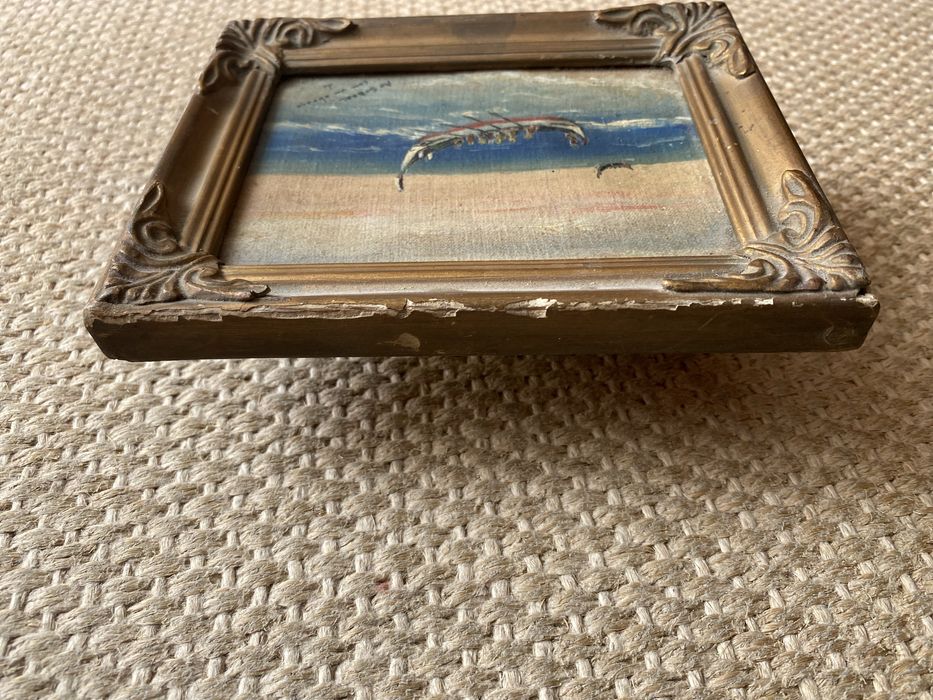 Quadro a óleo assinado com barco