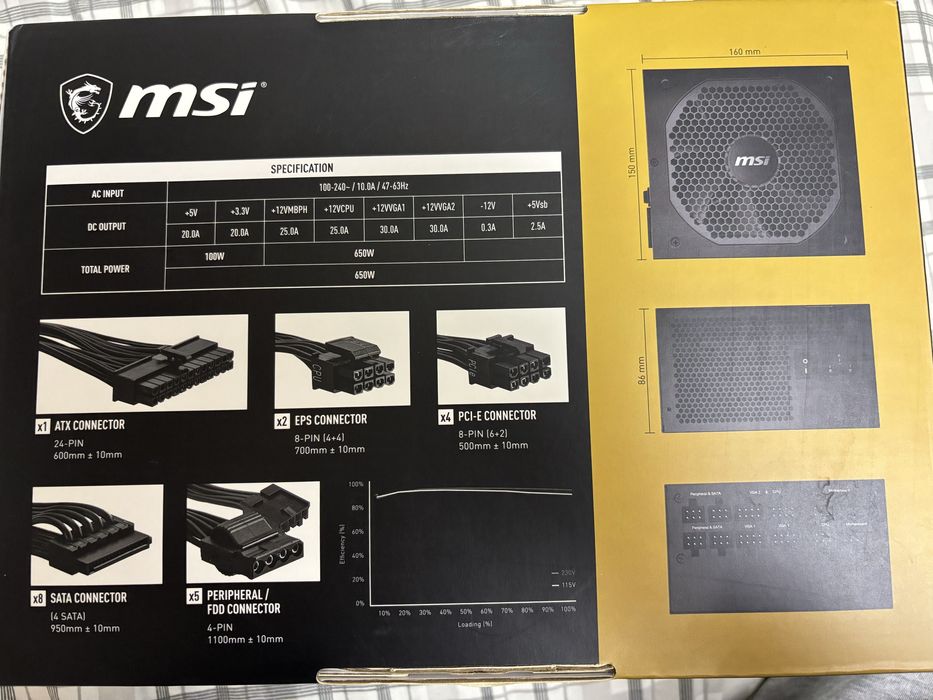 Блок питания/Блок живлення 650W MSI MPG A650GF гарантия 5 лет