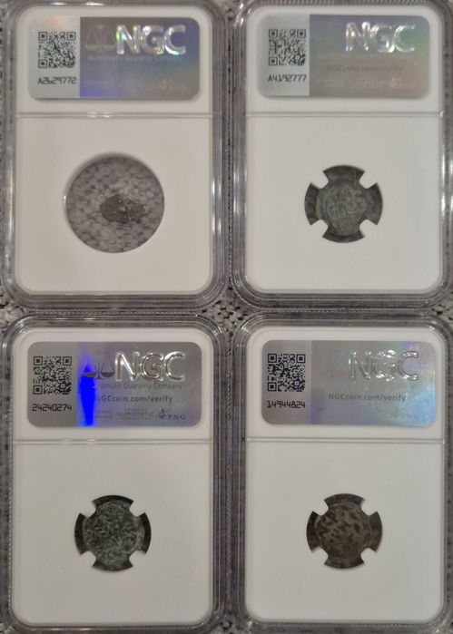 Cztery monety z czasów biblijnych - grading NGC - 4x Prutah Judea