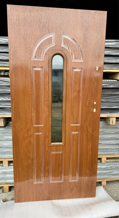 drzwi wejściowe stalowe zewnętrzne ocieplane Lotos złoty dąb orzech 90