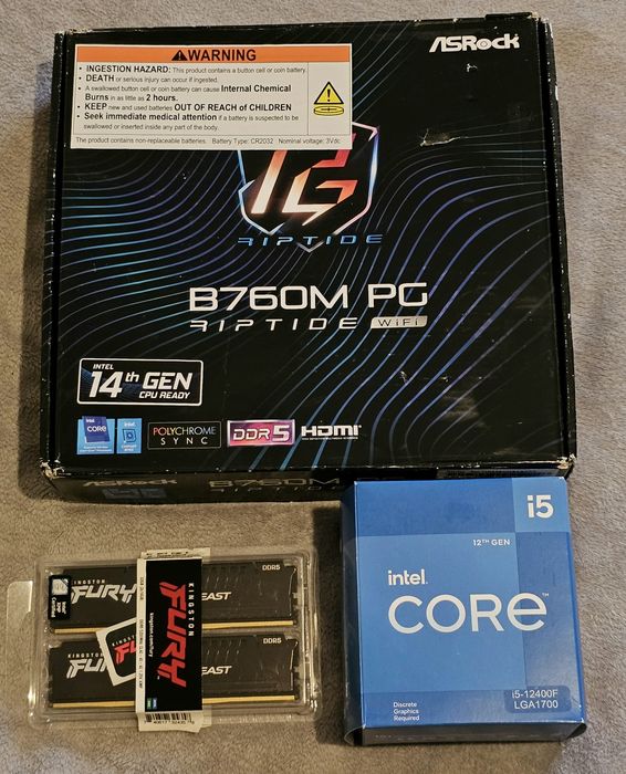 ASRock B760M PG Riptide Wi-Fi + i5-12400F 5000ГГц + 16Gb DDR5 Kingston