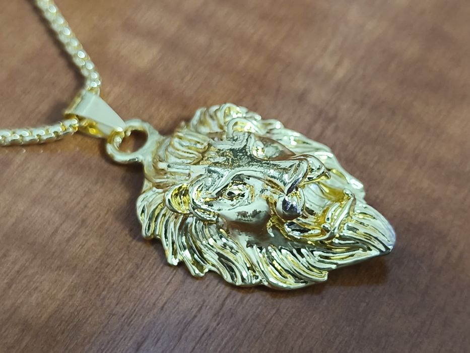 Conjunto Colar e Pulseira Leão Dourado