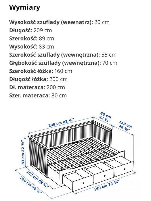 Rozkładane Łóżko IKEA HEMNES