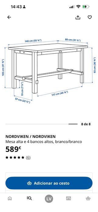 Mesa alta de cozinha com cadeiras