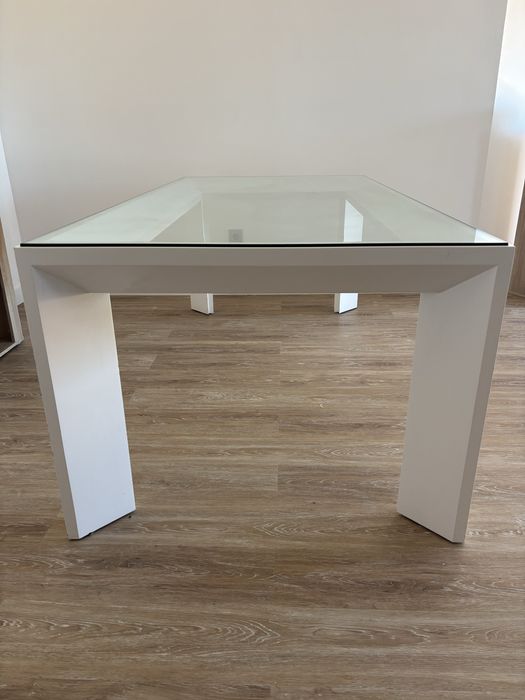 Mesa Jantar Madeira Maciça + Vidro Temperado | 200x100cm | Alta Qualidade