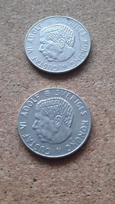 moneta 1 Korona szwedzka 1973 r - cena za 2 sztuki