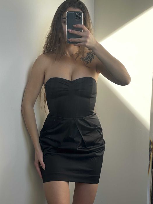 Mango satynowa czarna sukienka rozmiar XS