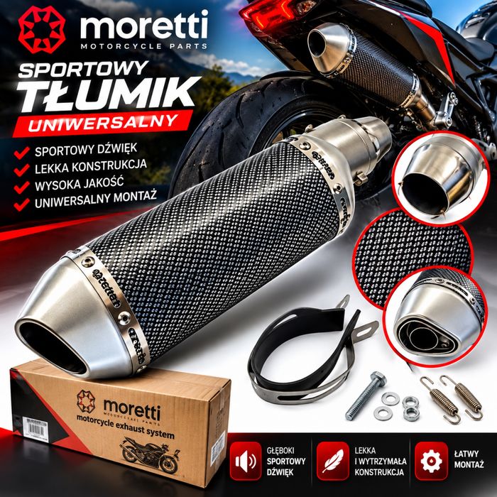 TŁUMIK Motocyklowy DB kiler WYDECH KOŃCÓWKA Tytan killer Carbon Karbon Moretti Nowy Sportowy Bas klank