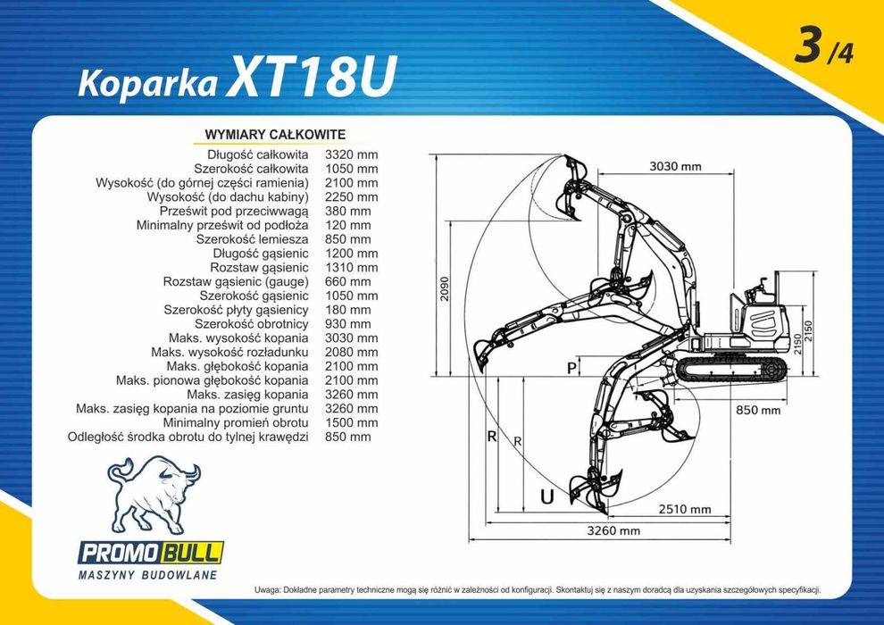 Koparka minikoparka  1,4 T, XT18U silnik YANMAR