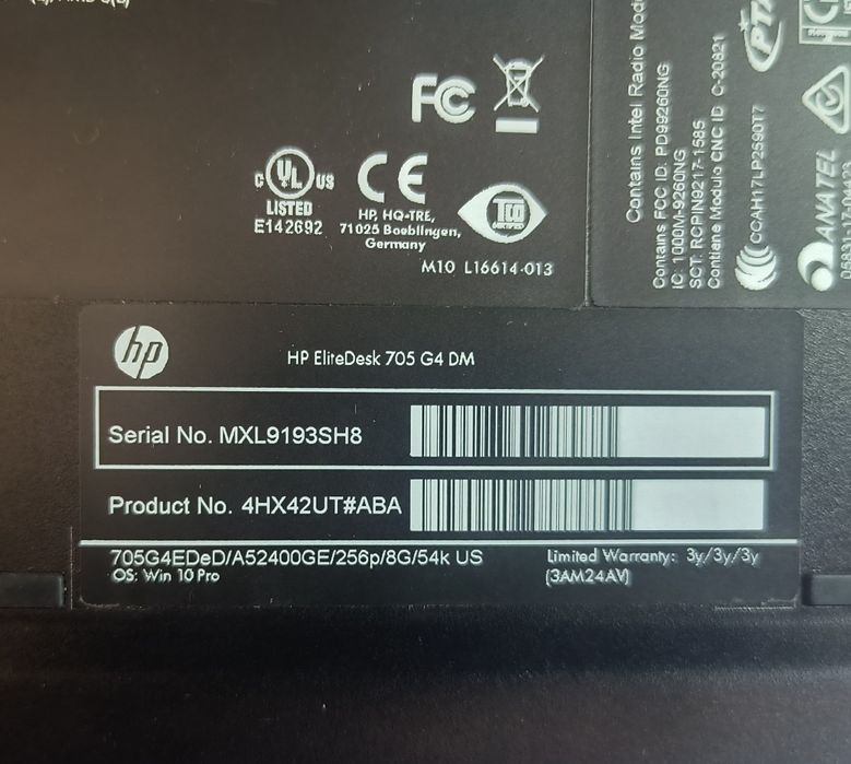 Міні ПК HP EliteDesk  705 G4  Ryzen 2400GE + 8Gb RAM + 256Gb  SSD + WiFi + AC + Win11Pro