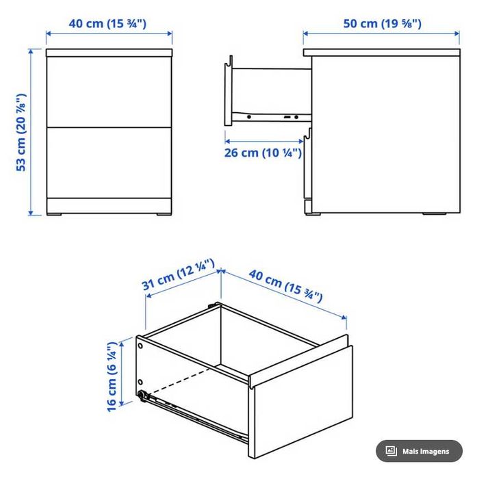 Cómoda IKEA STORKLINTA com 2 Gavetas