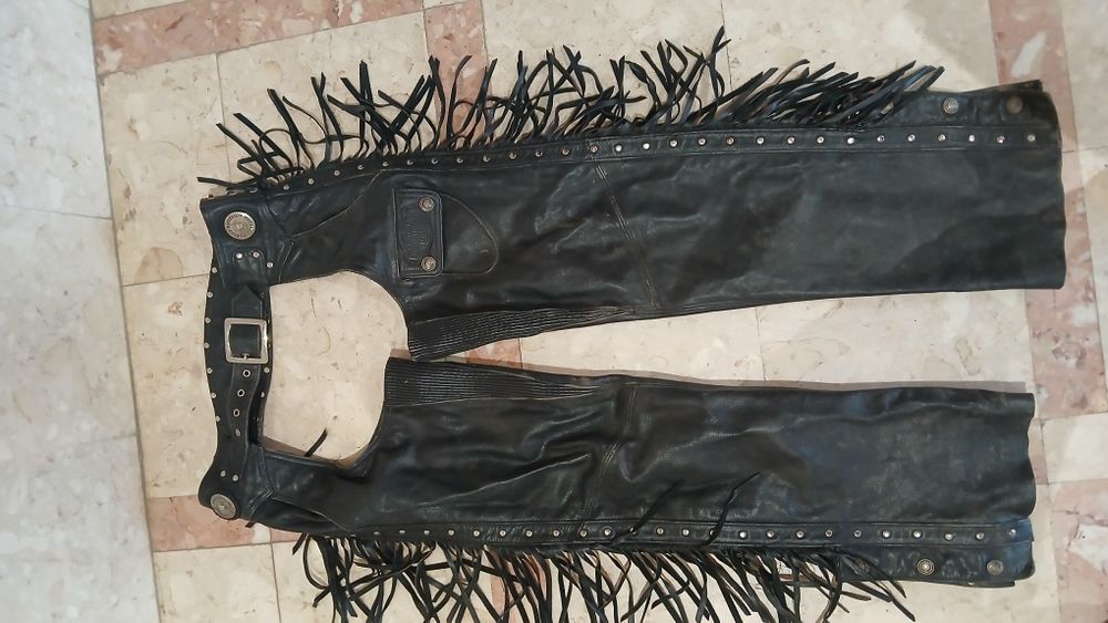 Harley-Davidson calças vintage de cabedal (Chaps)