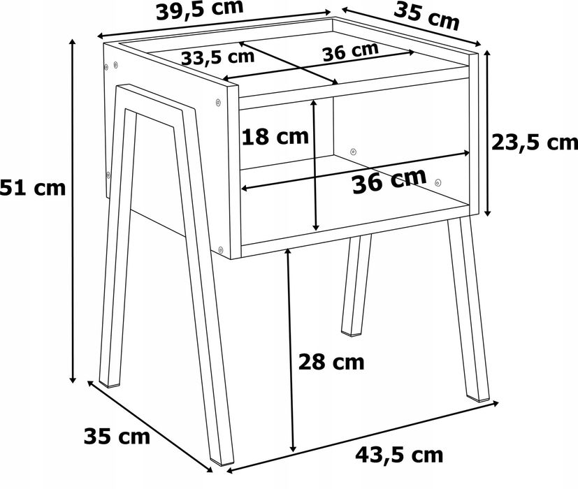 NOWA - Szafka nocka boczny stolik nocny do sypialni salonu metalowa