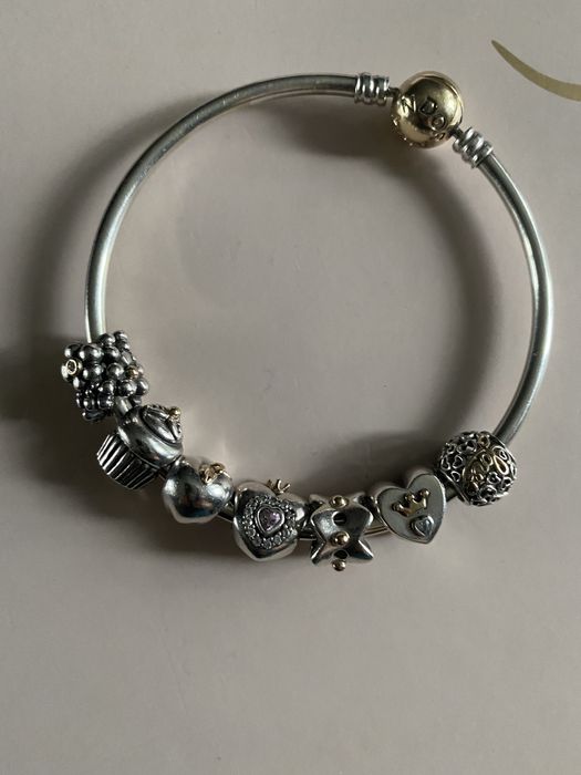 Pandora tt two tone staruszki srebro złoto charmsy korale