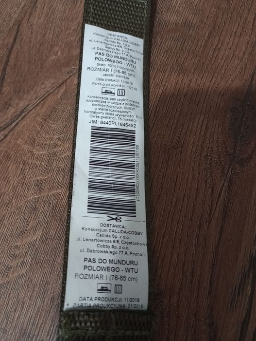 Pas do munduru polowego - wtu rozmiar I (76-85 cm)