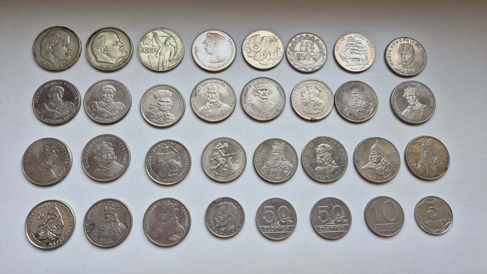 Monety konopnicka żaglowiec rubel lenin król polski