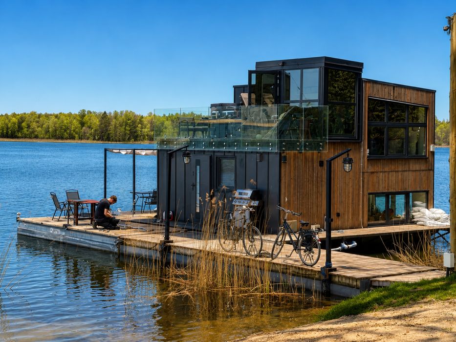 Domek na jeziorze i przyczepa campingowa Mazury Bogaczewo jacuzzi