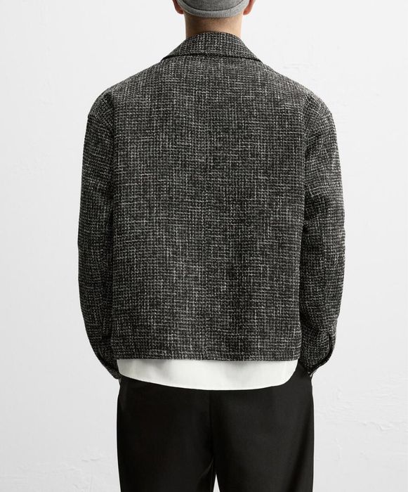 Zara Man kurtka z tkaniny strukturalnej XL szary antracyt