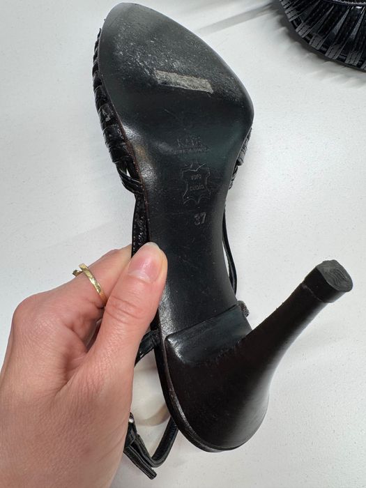 Czarne lakierowane szpilki - rozmiar 37 -  KATE - 100% skóra/leather