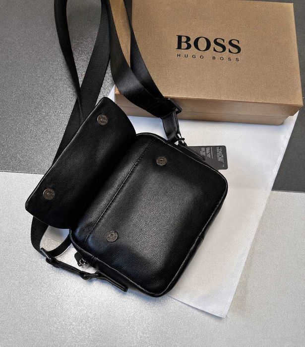 Чоловіча шкіряна сумка BOSS Hugo Boss через плече | Нова | Premium якість