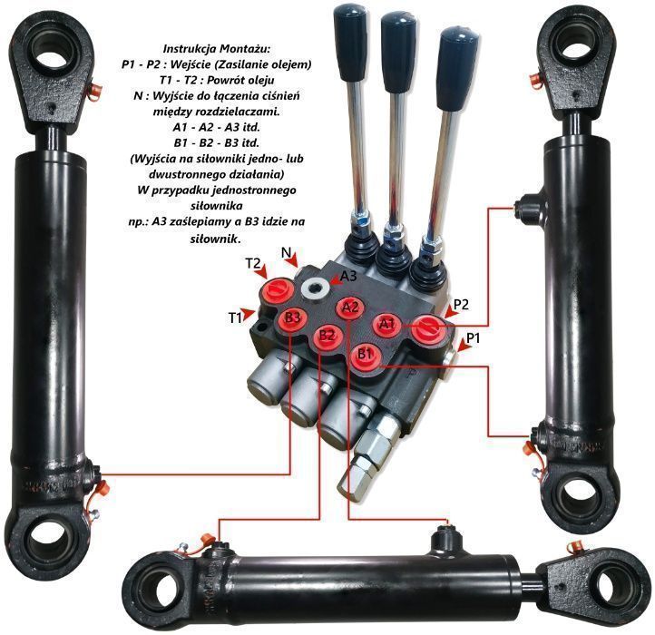Rozdzielacz Hydrauliczny 4 SEKCYJNY 40L + PRZYŁĄCZA [8231]