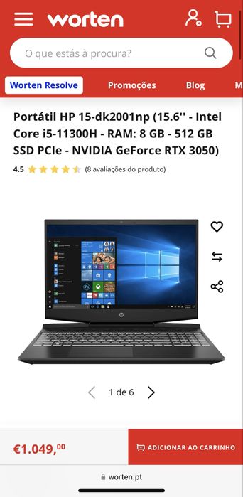 Portátil Gaming HP Pavilion 15-dk1013np