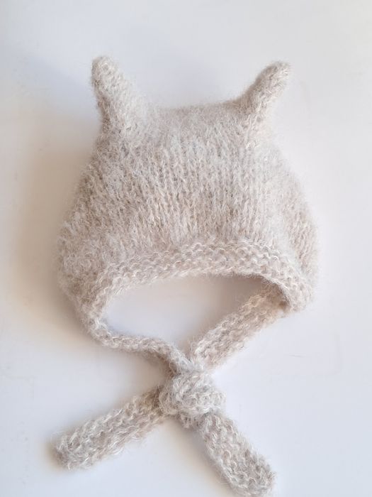 Czapka Kotek na 1-2 lat.Alpaka.Handmade.