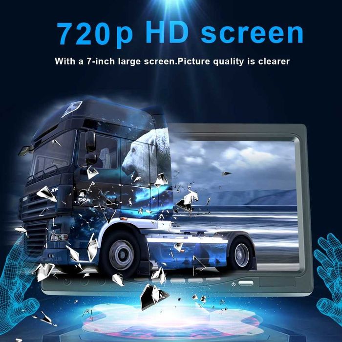 Kit Câmara de Marcha-atrás 12V-24V + Monitor LCD 7" HD (Novo na Caixa)