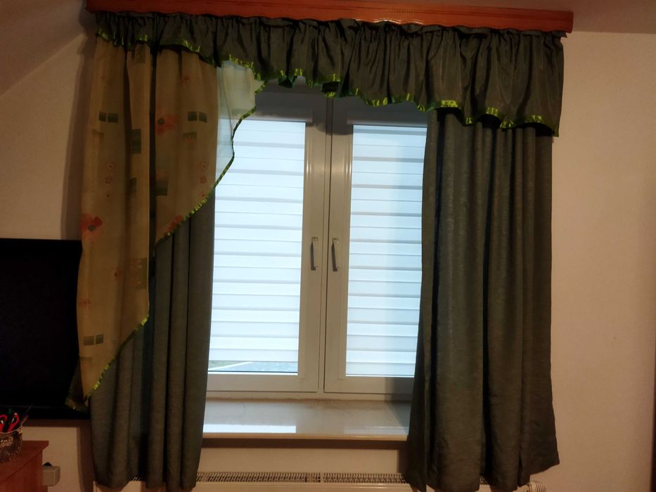 zasłona zasłony z lambrekinem szantung