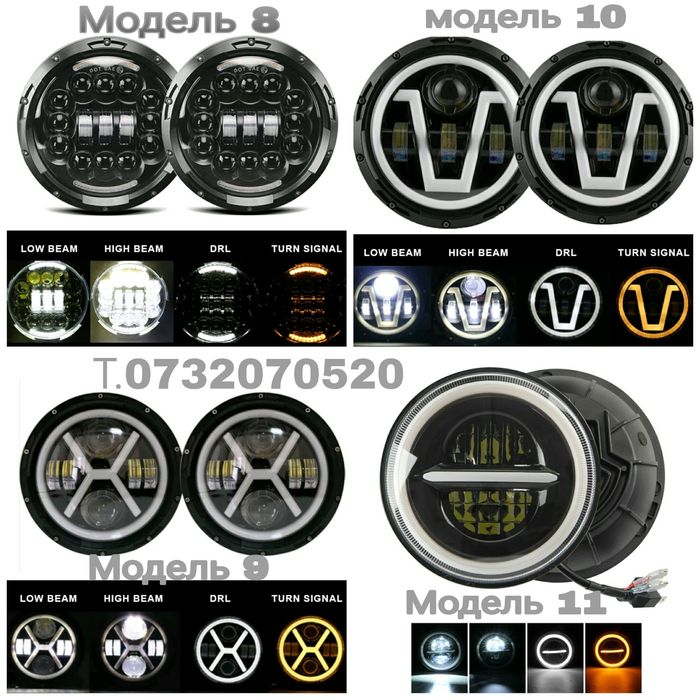 Фара 7 Дюймова Jeep Wrangler, НИВА 4×4, ВАЗ 2101/02. УАЗ. Волга. КамА