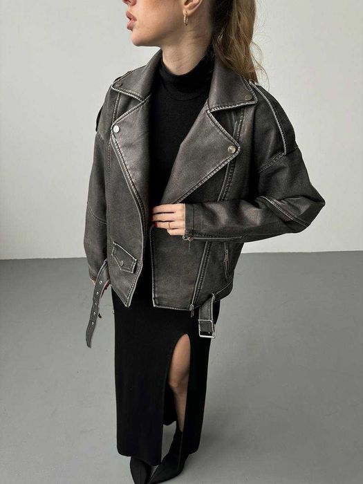 куртка оверсайз з еко-шкіри (на підкладці) курточка кожанная