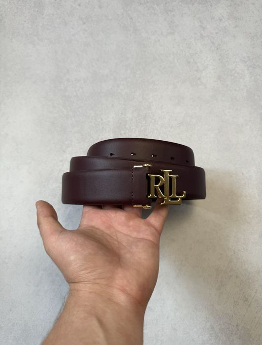 Кожаный ремень Lauren Ralph Lauren metal logo LRL женский бордовый оригинал. Жіночий ремінь Ralph Lauren з натуральної шкіри бордового кольору